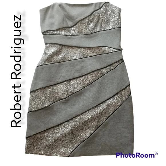 robert rodriguez sequin dress ROBERT RODRIGUEZ Size S Dark Blue Sequin